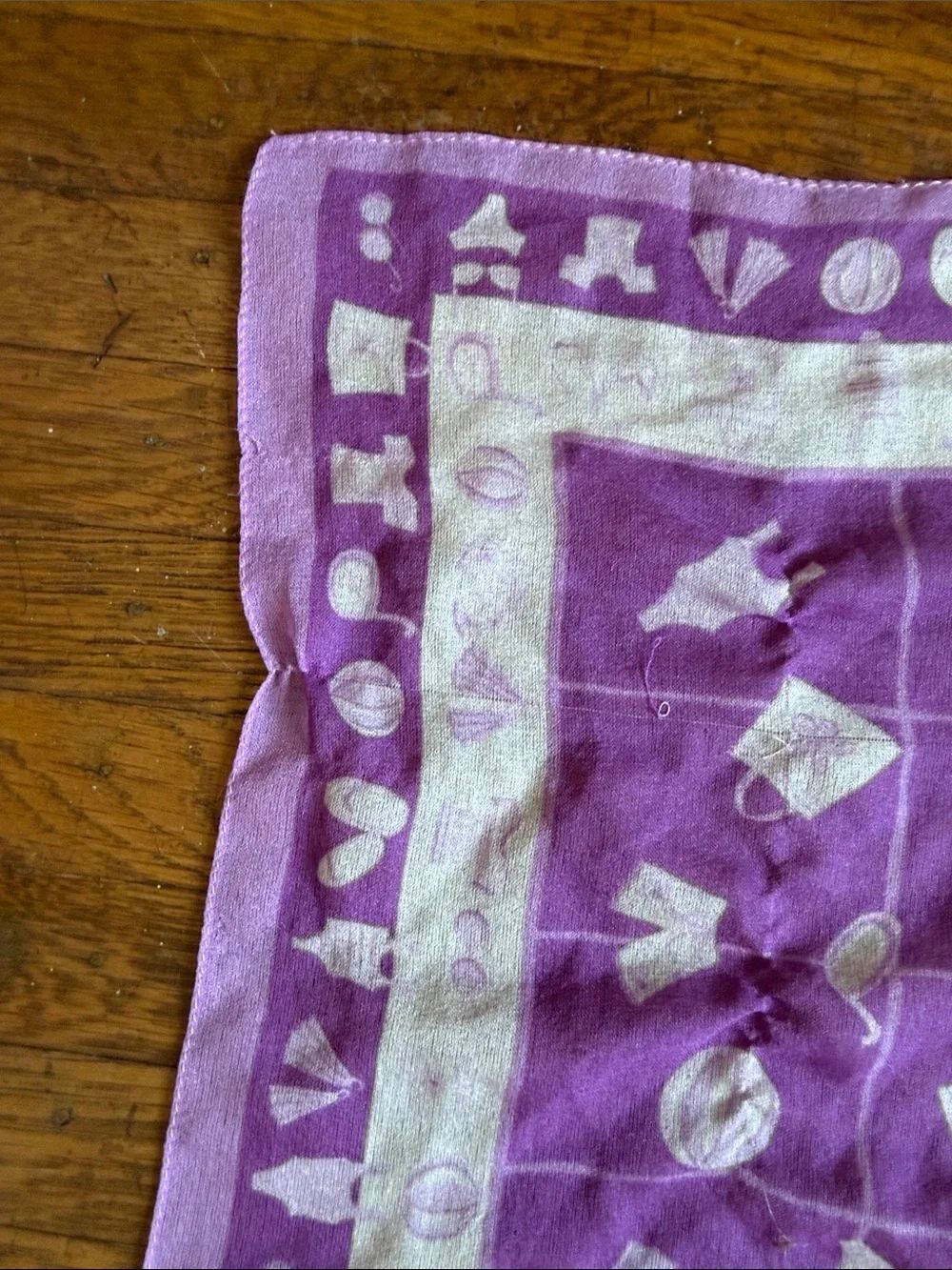 Purple and Cream Patterned Scarf - Picture 7 of 7